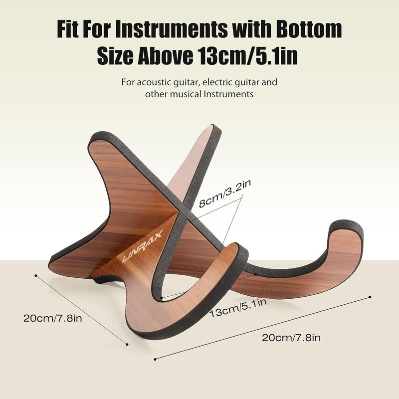 LINRAX US1 Ukulele Stand Floor, Universal Wooden Violin Stand X-Frame Style, Ukulele Holder with Soft Rubber for Ukulele Violin Banjo Mandolin, Folding Ukulele Support, Portable Floor Stand - Image 2